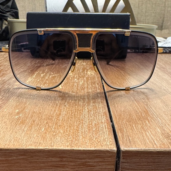 DITA Gold and Black Square Sunglasses Mach Five used but still wearable . - Picture 1 of 7